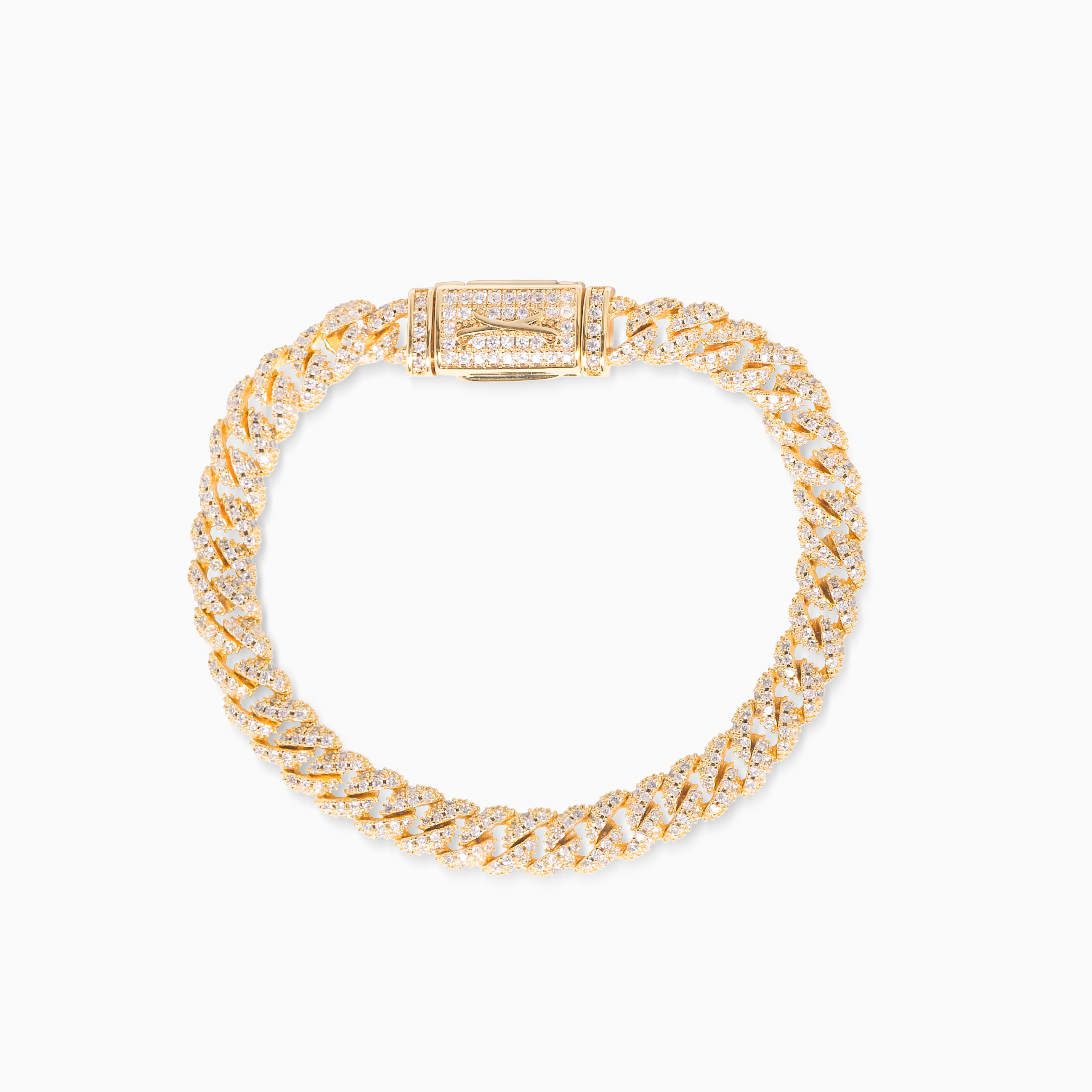 Bracelet Iced Cuban link 6,8 mm doré