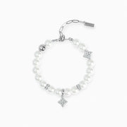 Bracelet Flower Pearl Argenté - Pierres Blanches