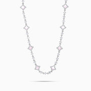 Silver Flower Tennis Chain - Rose Pattern