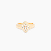 Gold flower signet ring