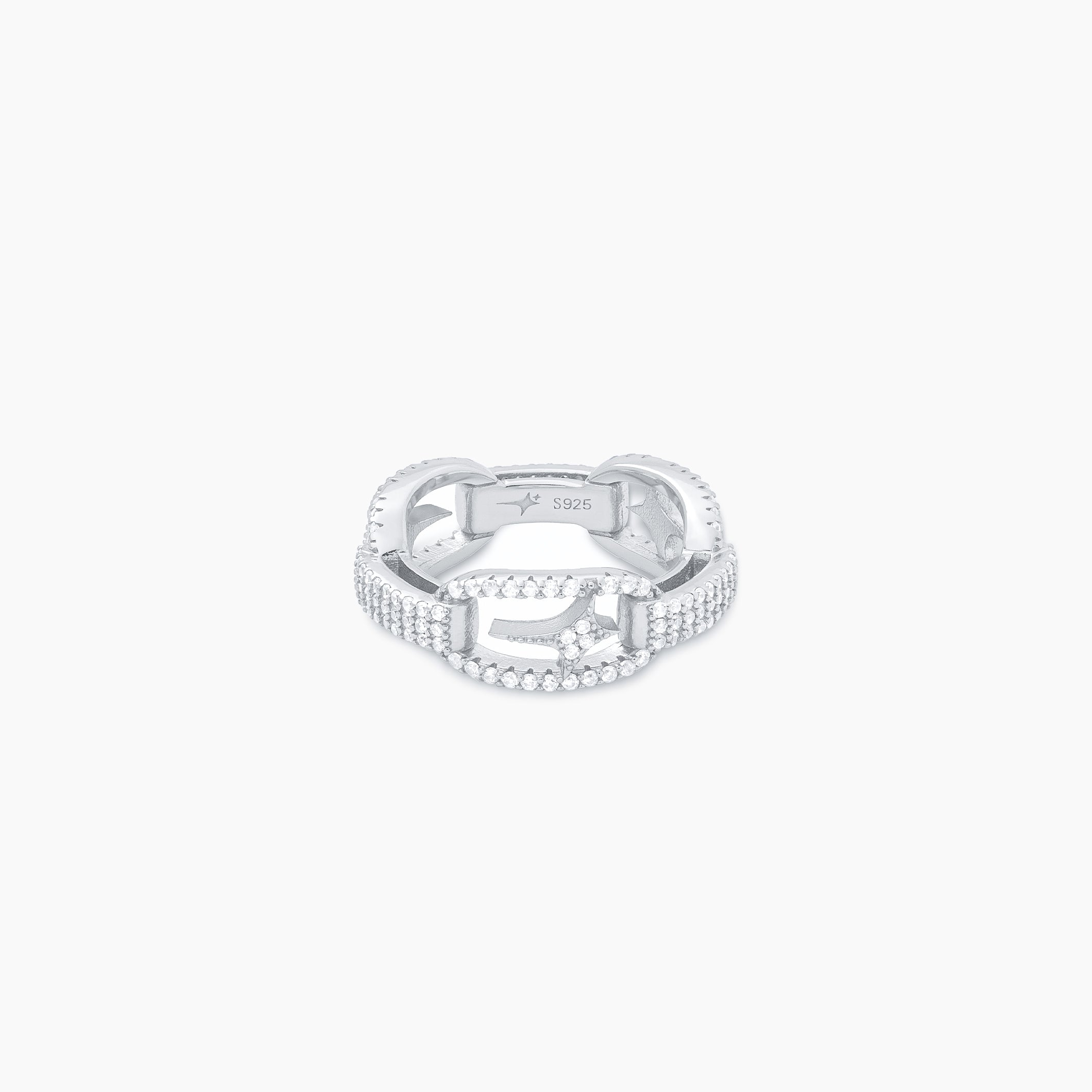 Iced silver signature H-ring