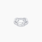 Iced silver signature H-ring