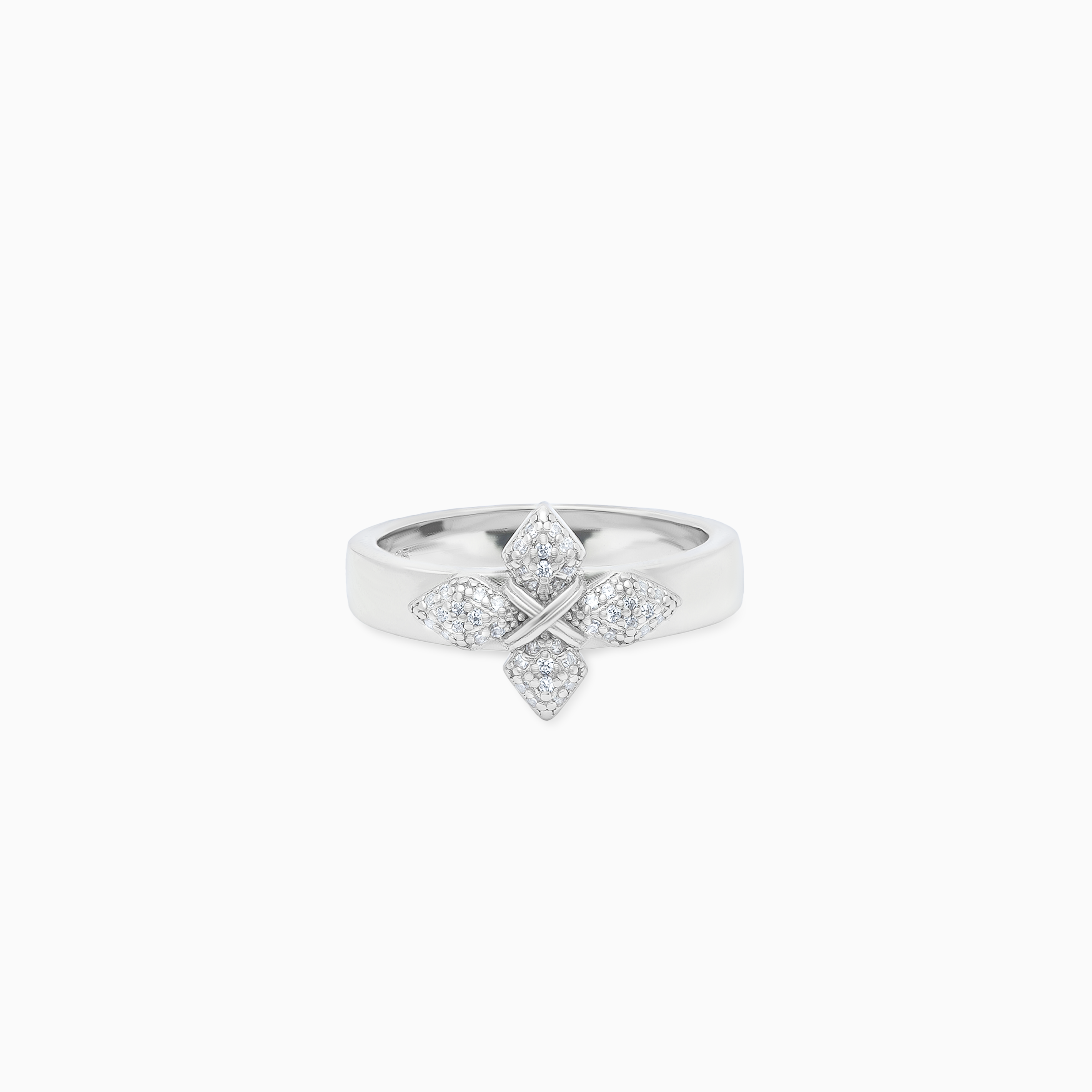 Iced crossed star ring - Argenté