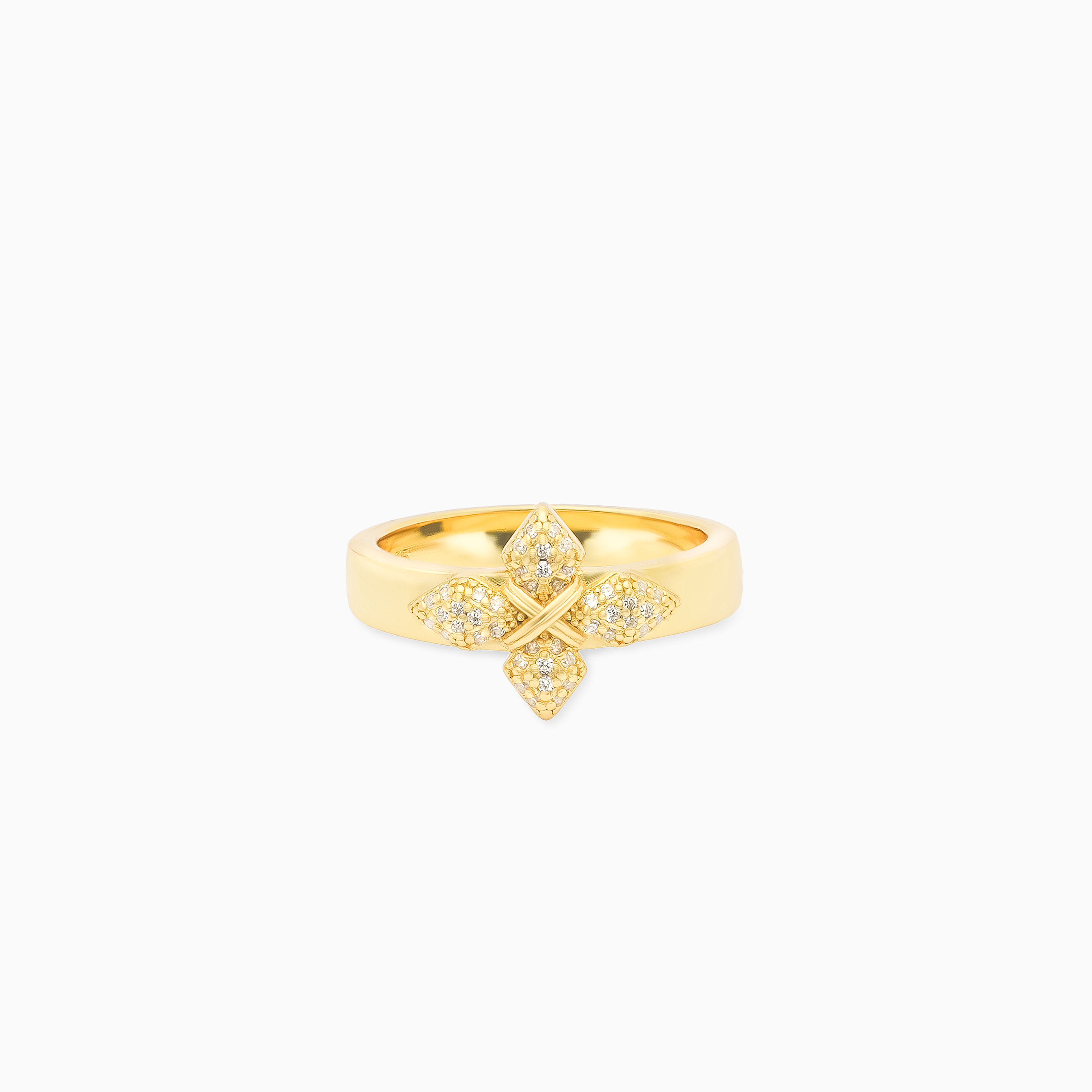 Iced crossed star ring - Doré