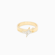 Iced signature ring in gold