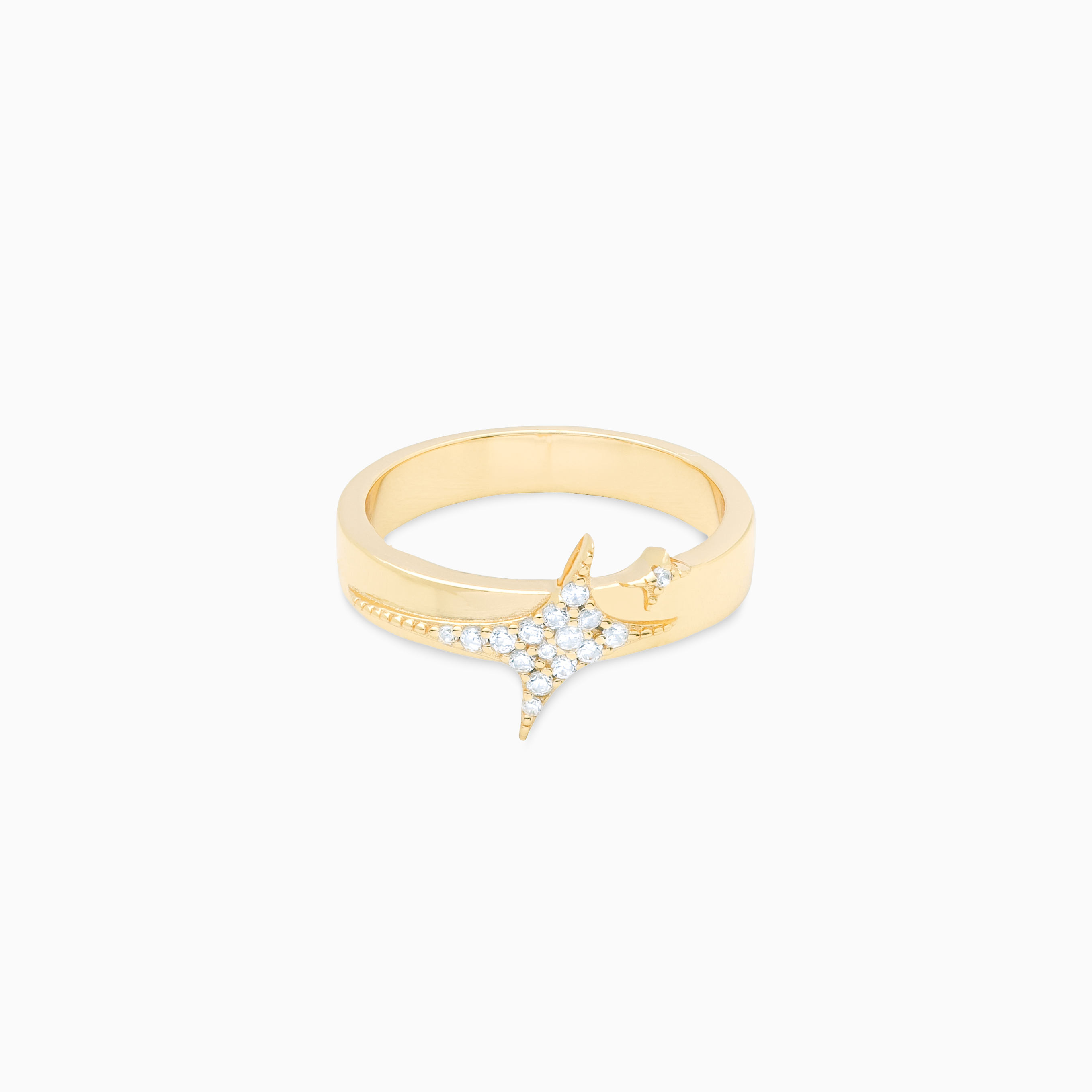 Iced signature ring in gold