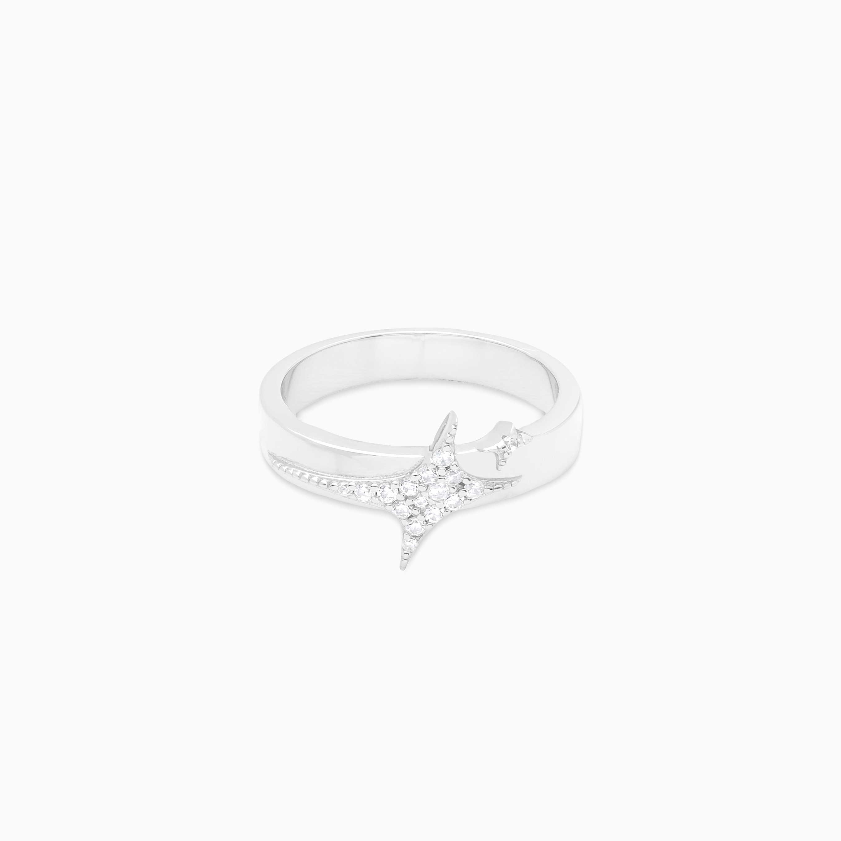 Iced signature silver ring