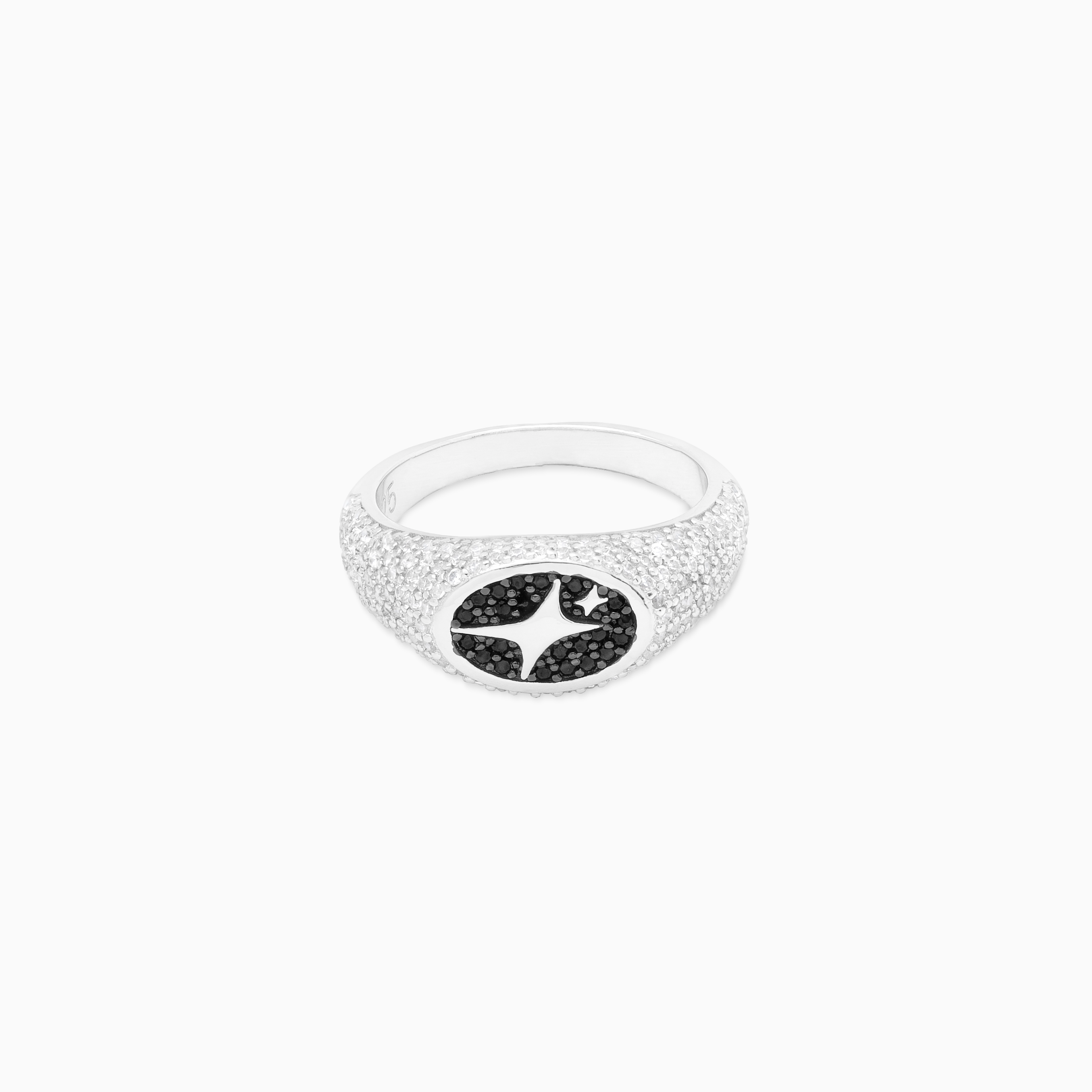 Iced Oval silver signet ring