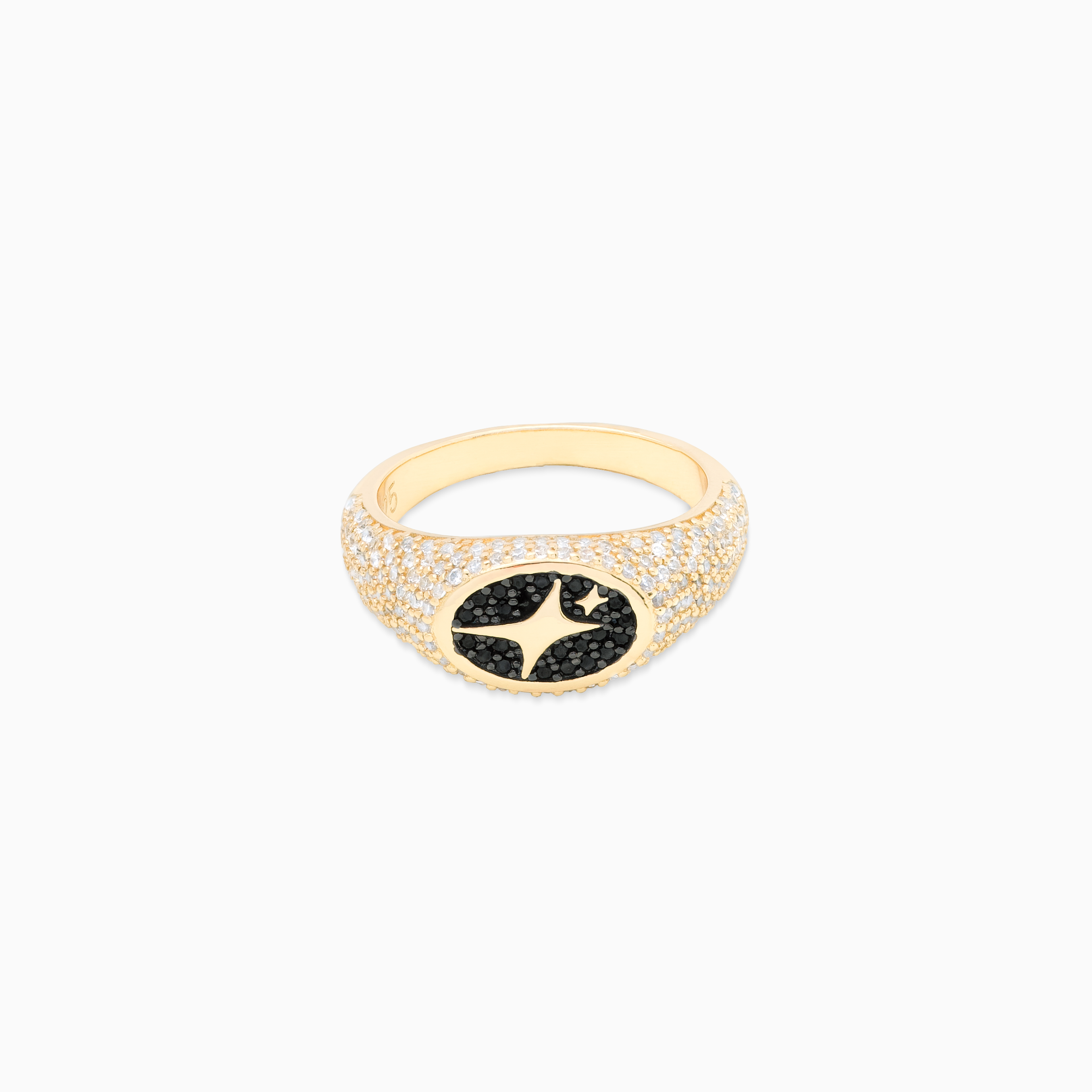 Iced Oval gold signet ring