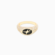 Iced Oval gold signet ring