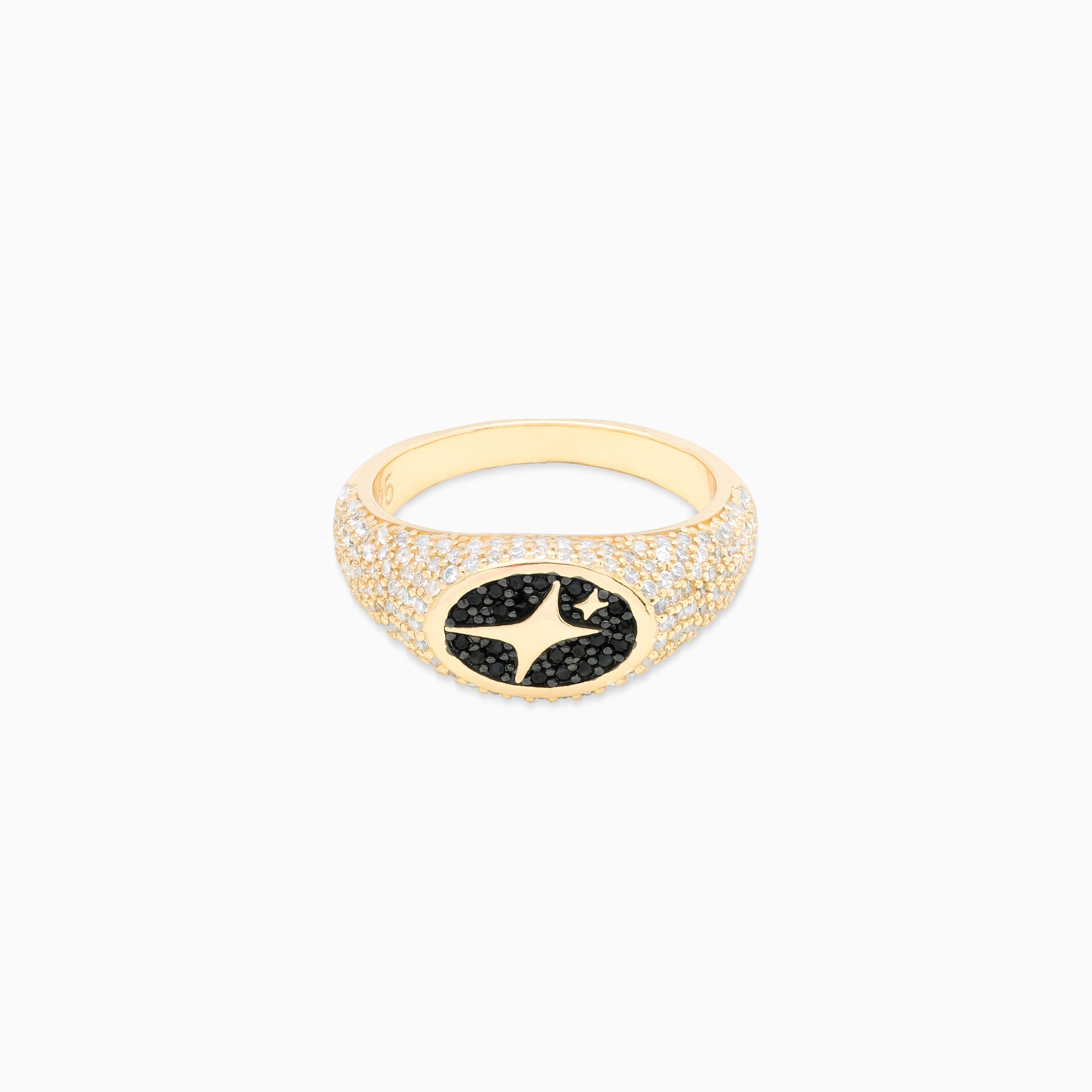 Iced Oval gold signet ring