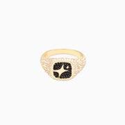 Iced Square gold signet ring