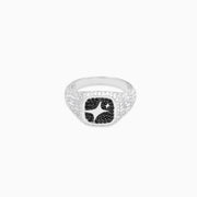 Iced Square silver signet ring