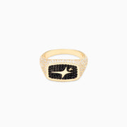 Iced Rectangle bookmark ring gold