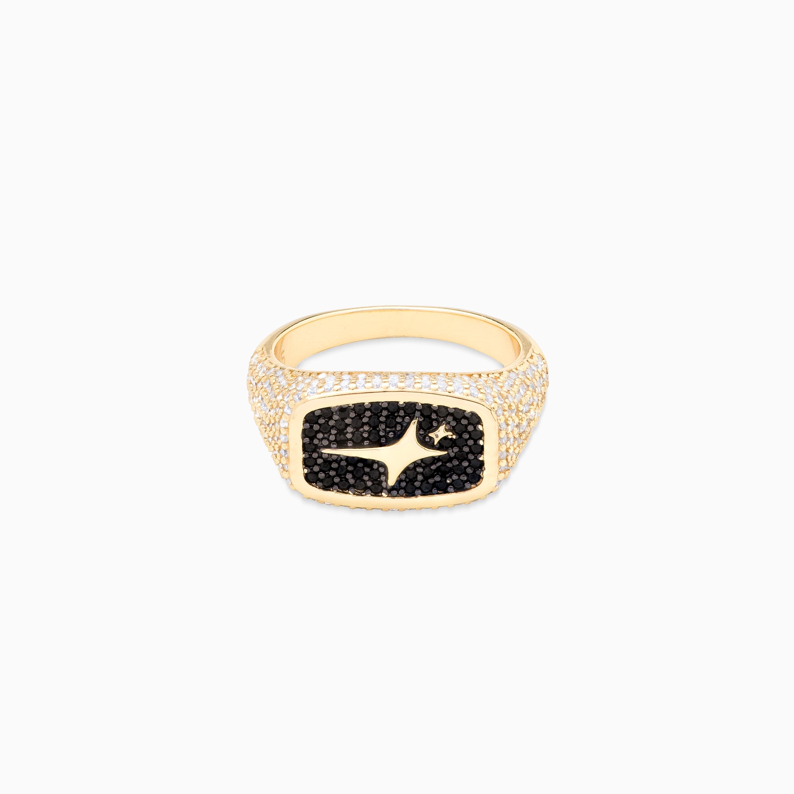 Iced Rectangle bookmark ring gold