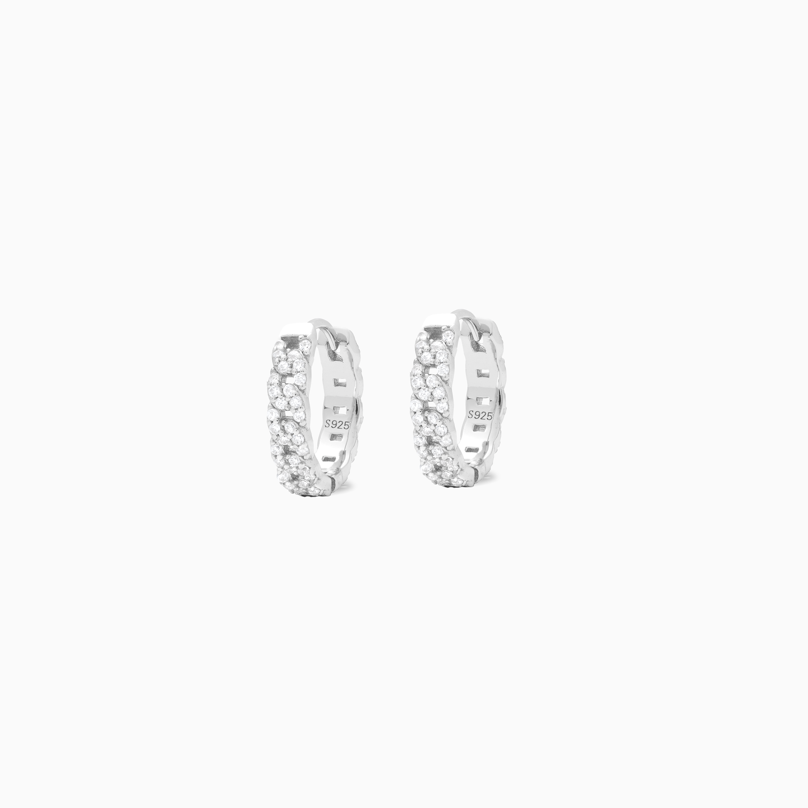 Iced Cuban link earrings in silver