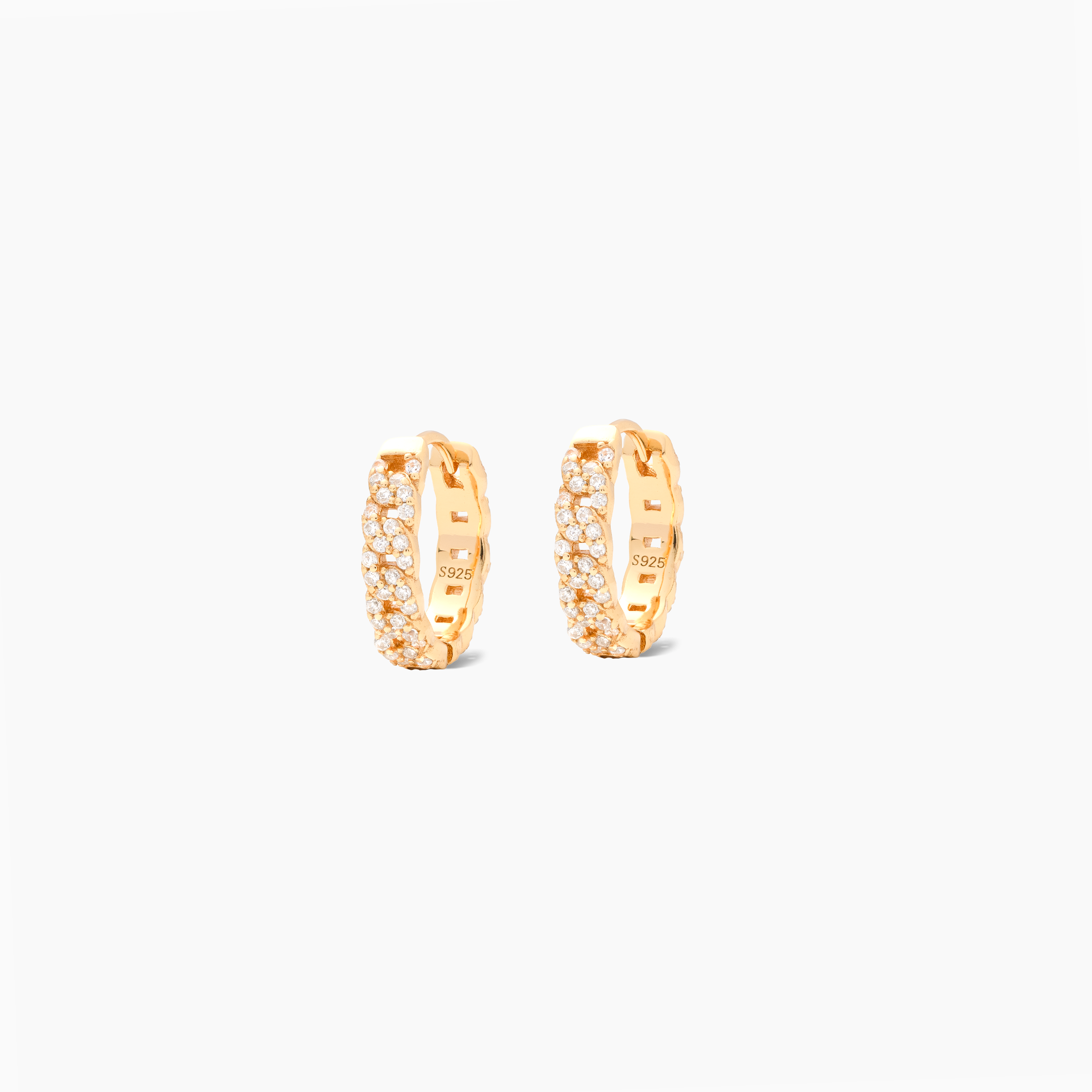Iced Cuban link earrings in gold