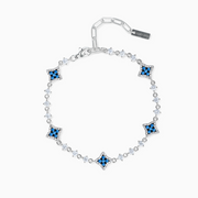 Bracelet Flower Tennis Argenté - Pierres bleues