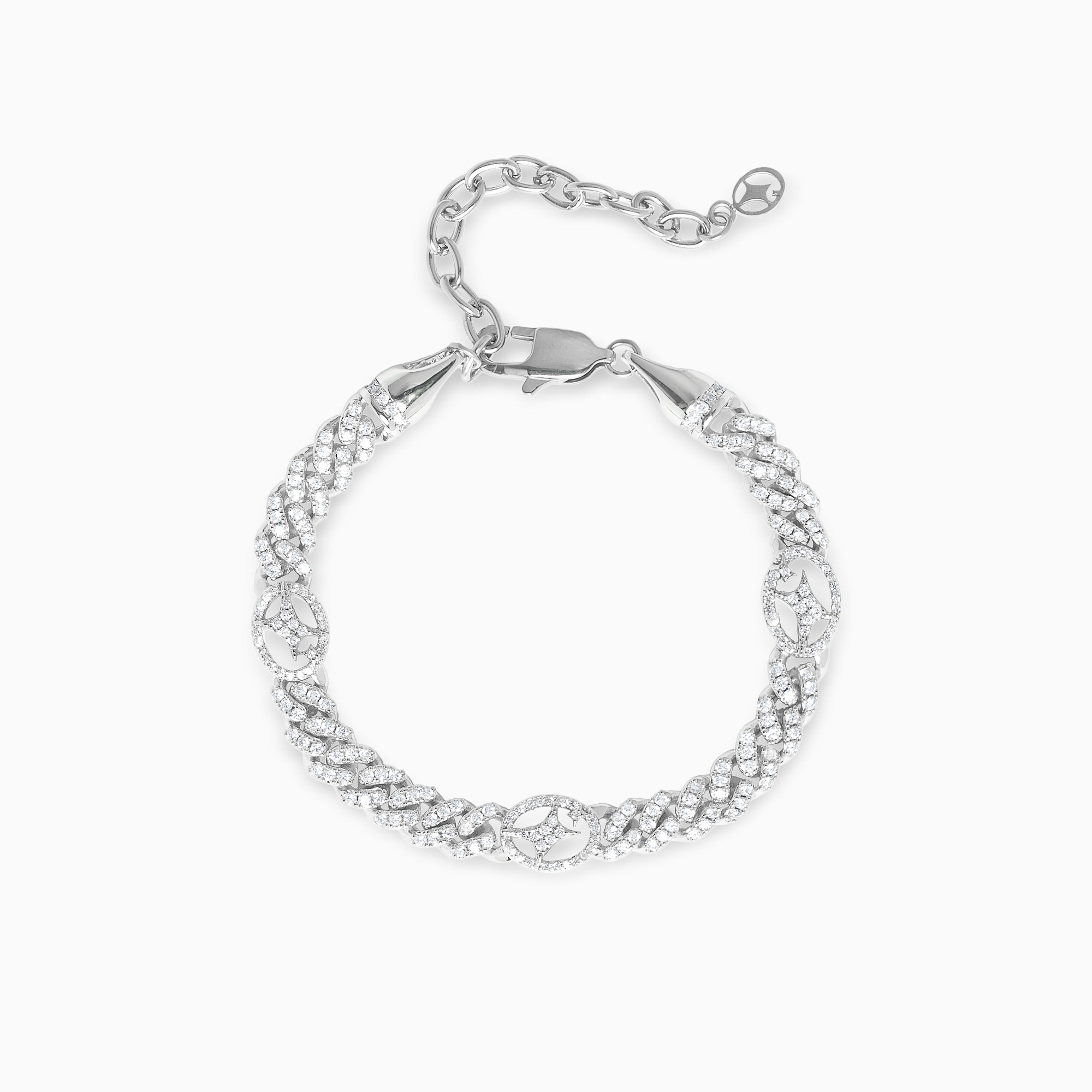 Bracelet Iced Cuban link Signature 5 mm Argenté