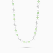Signature Silver Beaded Chain - White and Green