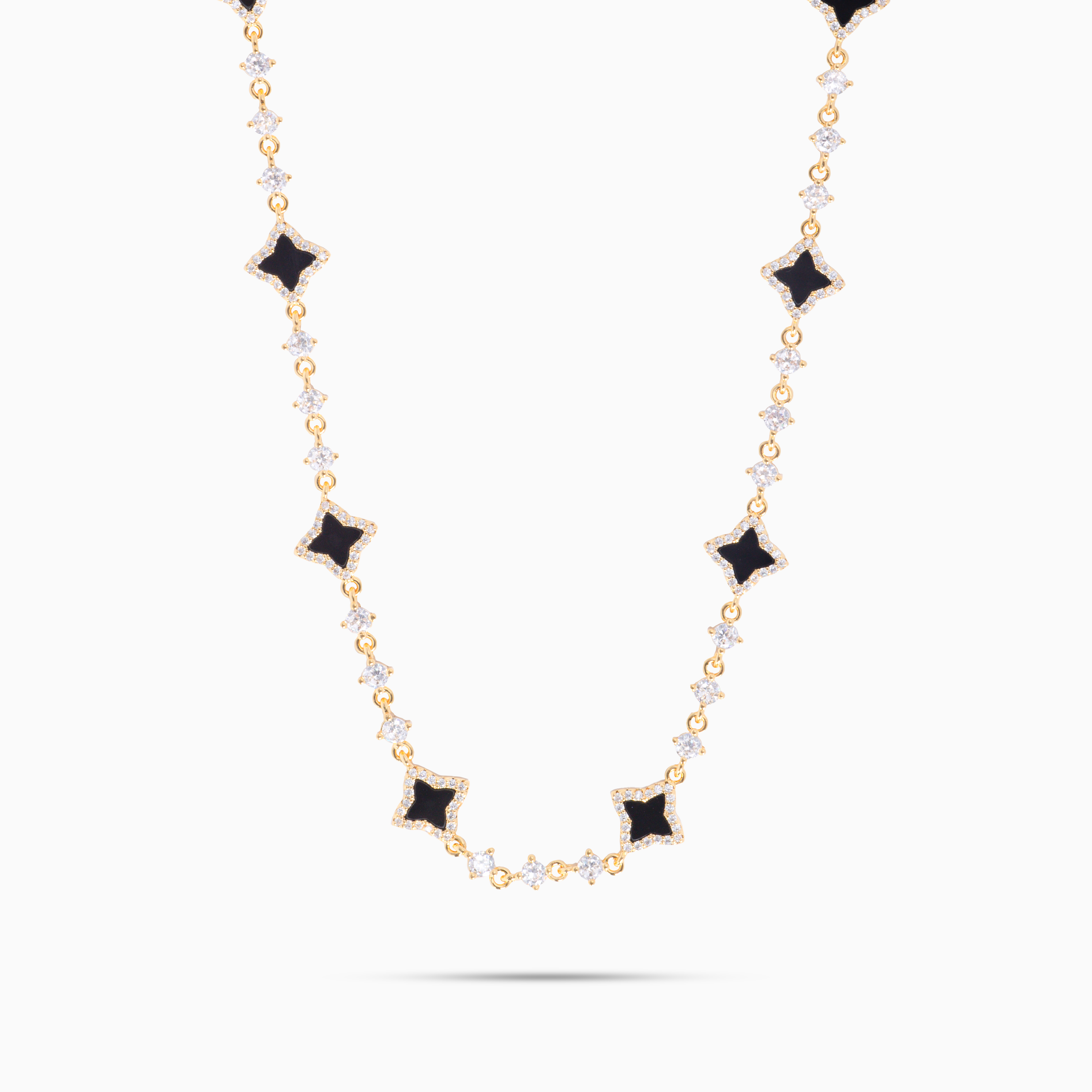 Gold Flower Tennis Chain - Black Pattern