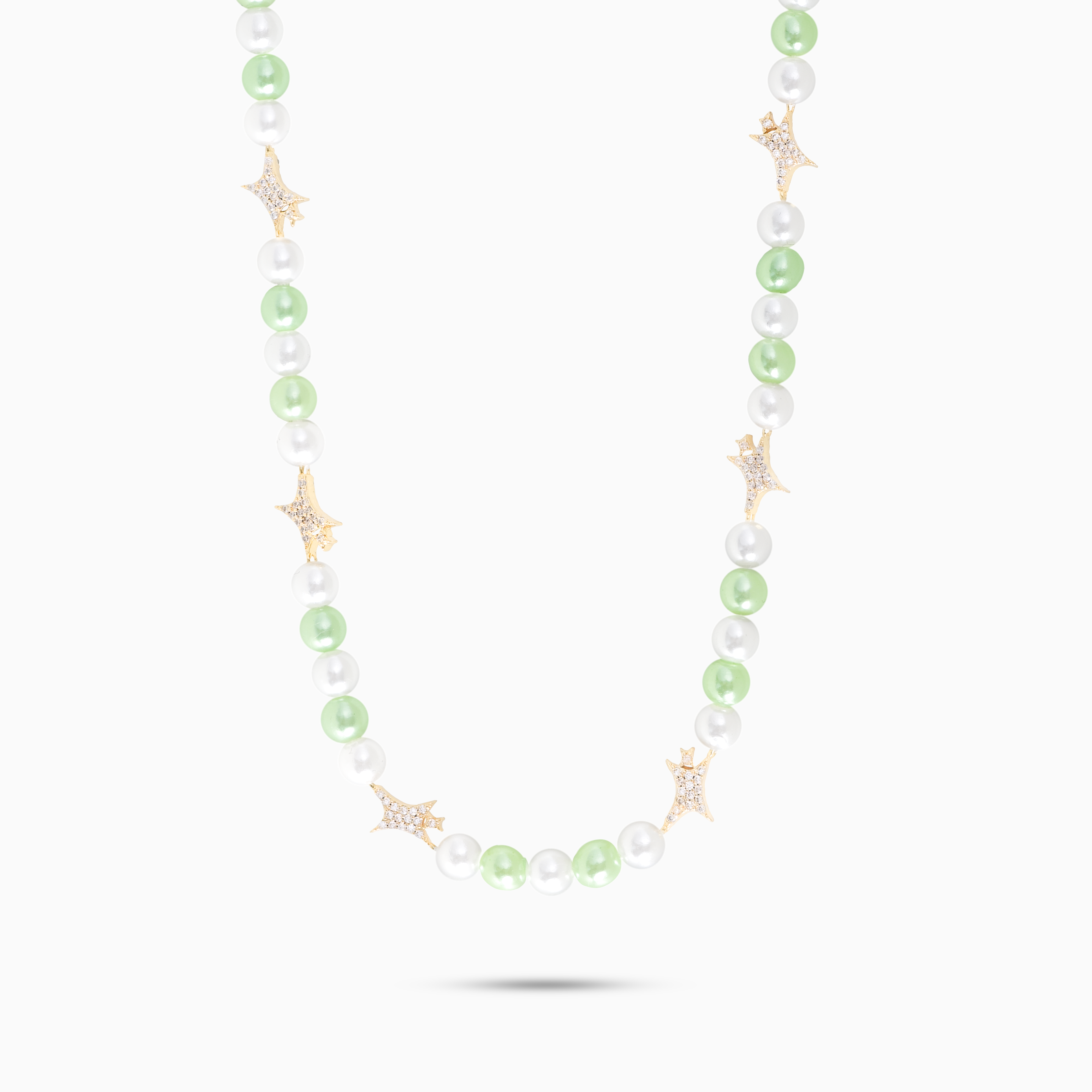 Signature Gold Beaded Chain - White and Green