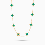 Gold Flower Cable Chain - Green Pattern