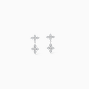 Iced Crossed Star Earrings - Silver