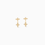 Iced Crossed Star Earrings - Gold