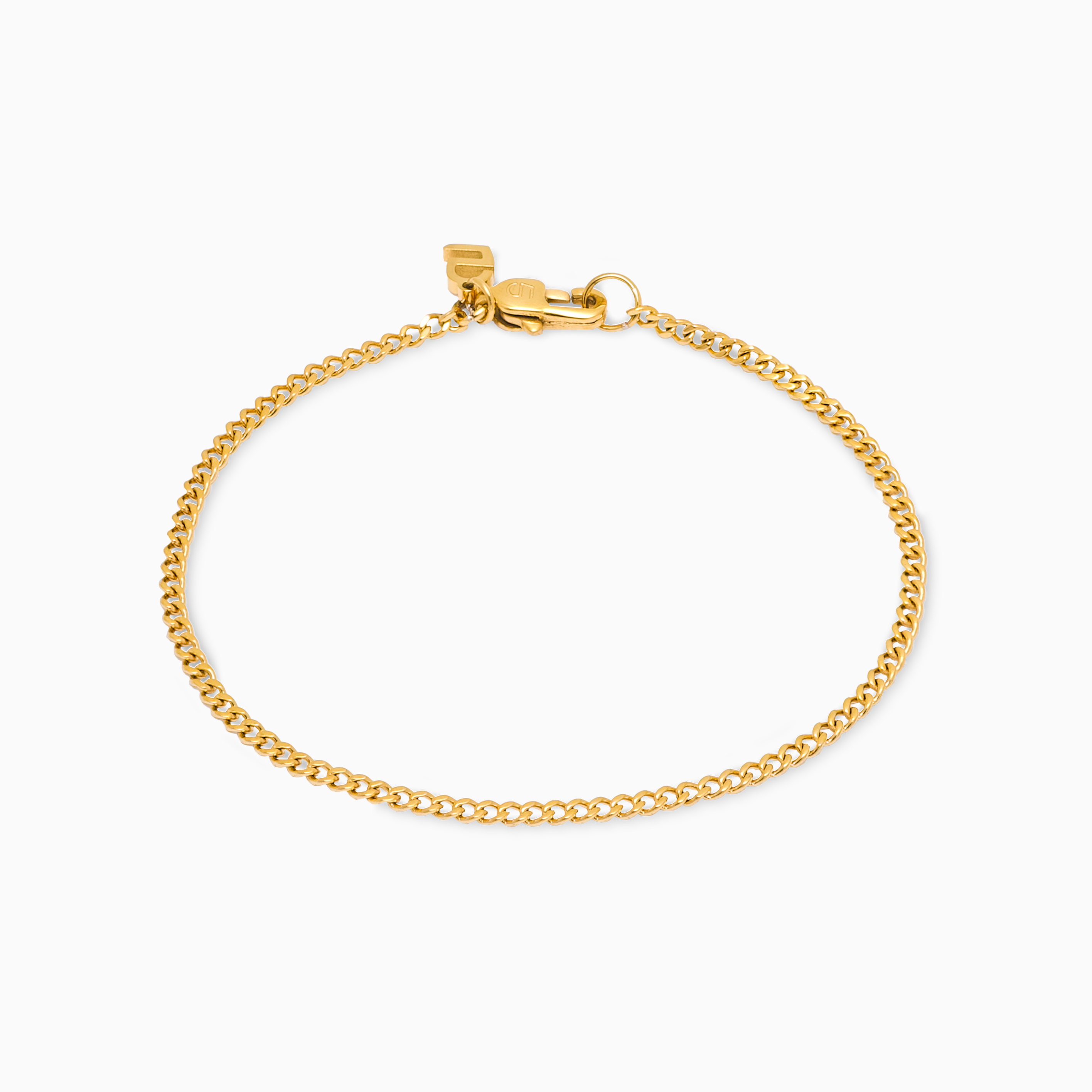 Gold Cuban link bracelet, 2 mm