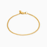 Gold Cuban link bracelet, 2 mm