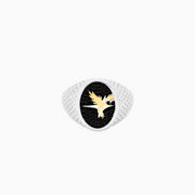 Iced Eagle silver signet ring