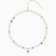 Chaîne Flower Pearl Dorée - Pierres Noires
