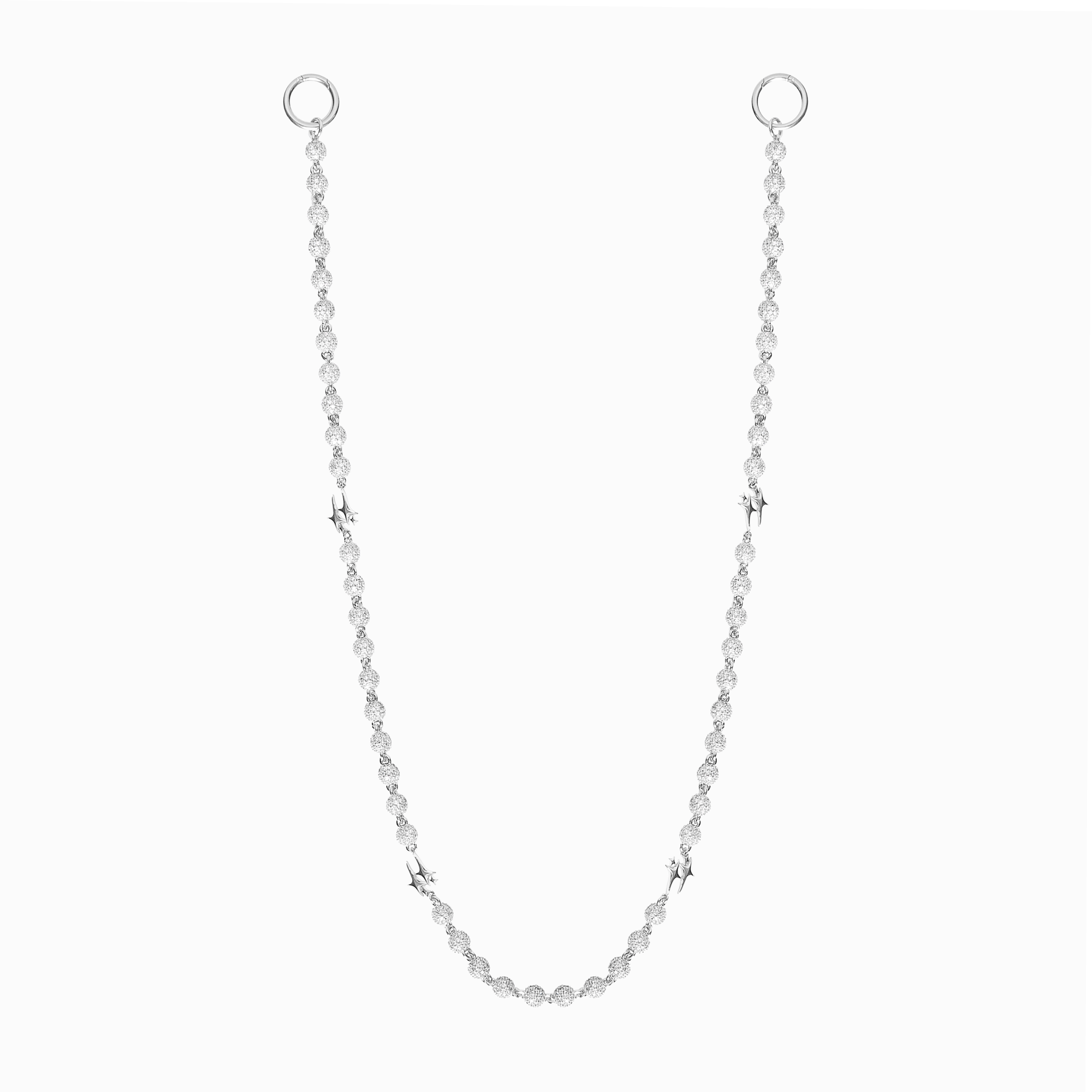 Wallet Chain Iced Bead link Signature Argentée