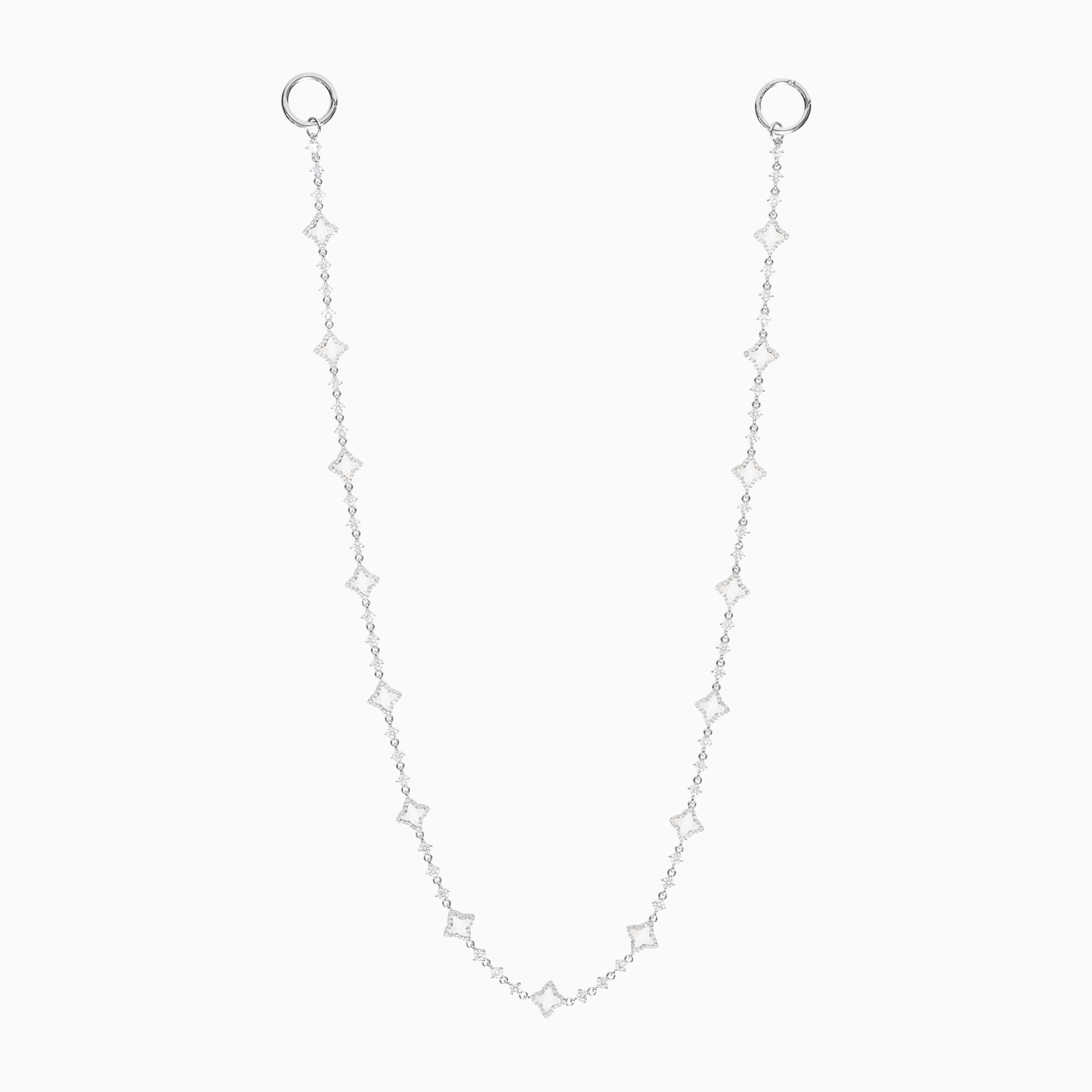 Wallet Chain Flower Tennis Argentée - Motif Blanc