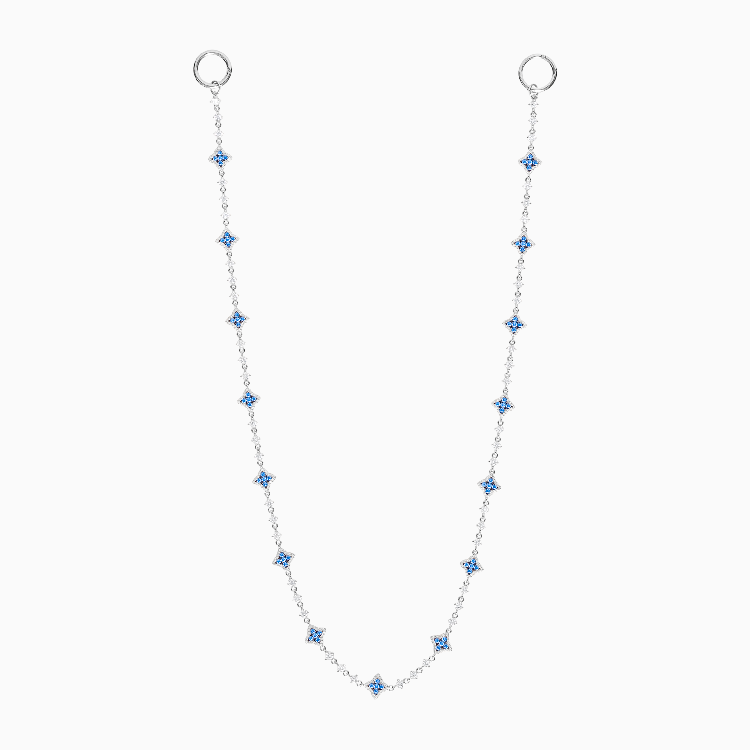 Wallet Chain Flower Tennis Argentée - Pierres Bleues