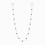 Wallet Chain Flower Tennis Argentée - Motif Noir