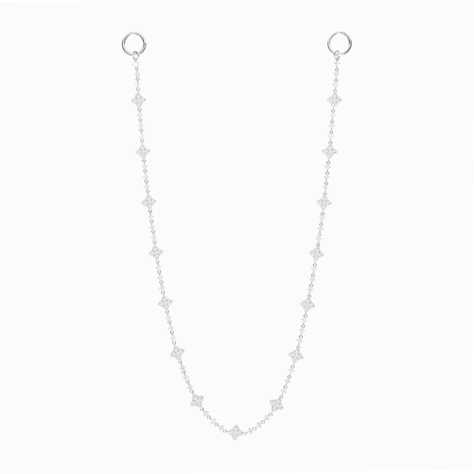 Wallet Chain Flower Tennis Argentée - Pierres Blanches