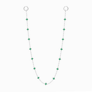 Wallet Chain Flower Tennis Argentée - Motif Vert