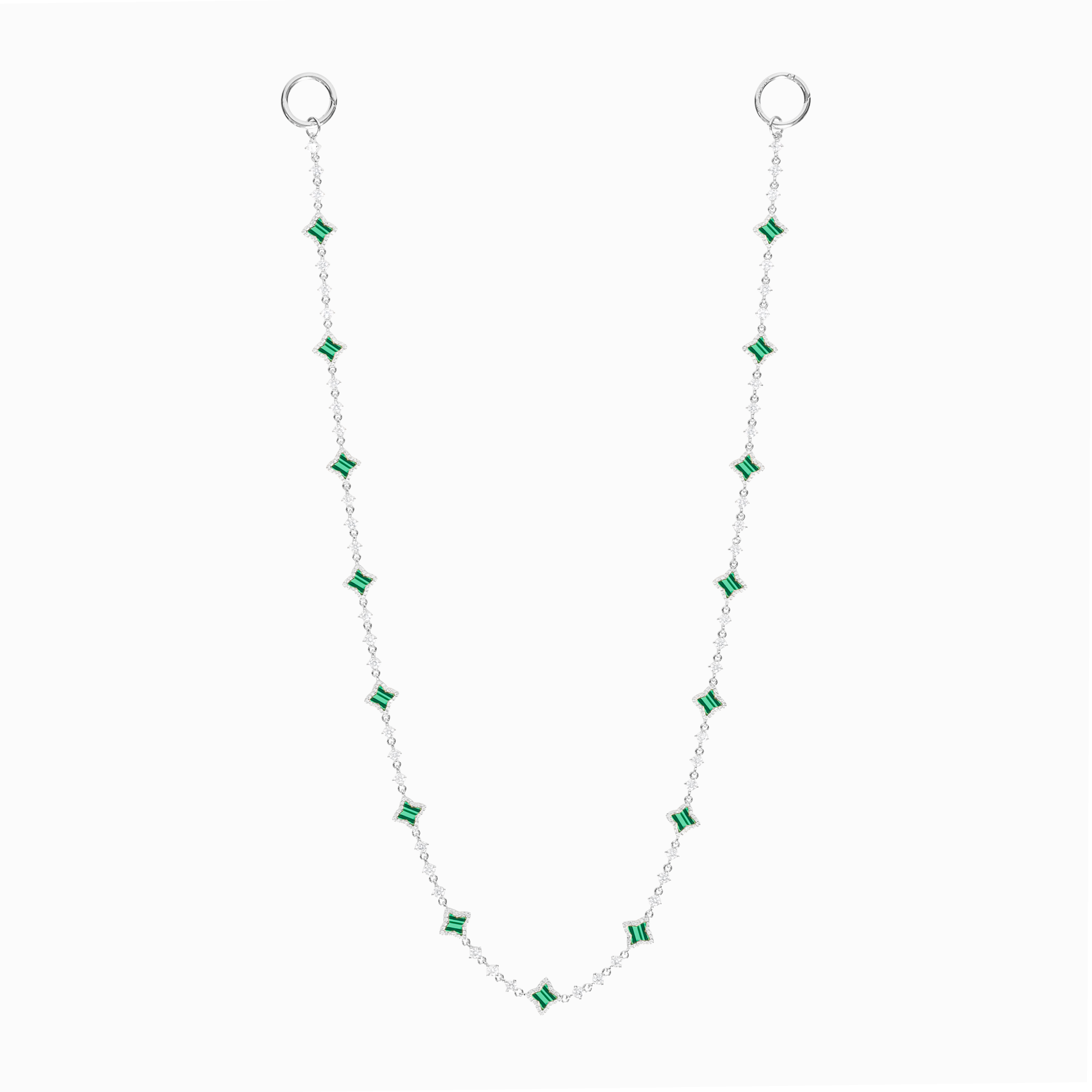 Wallet Chain Flower Tennis Argentée - Motif Vert