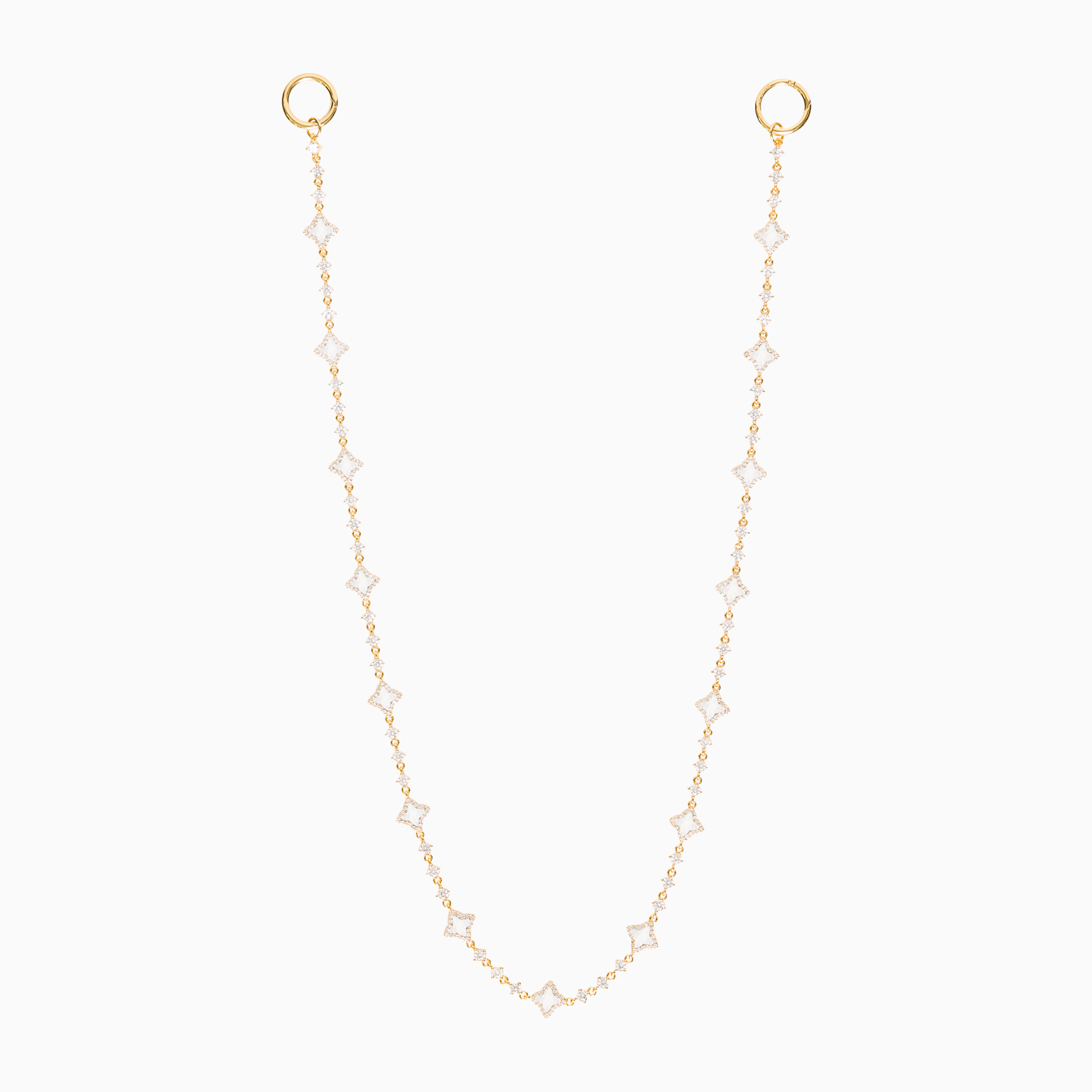 Wallet Chain Flower Tennis Dorée - Motif Blanc