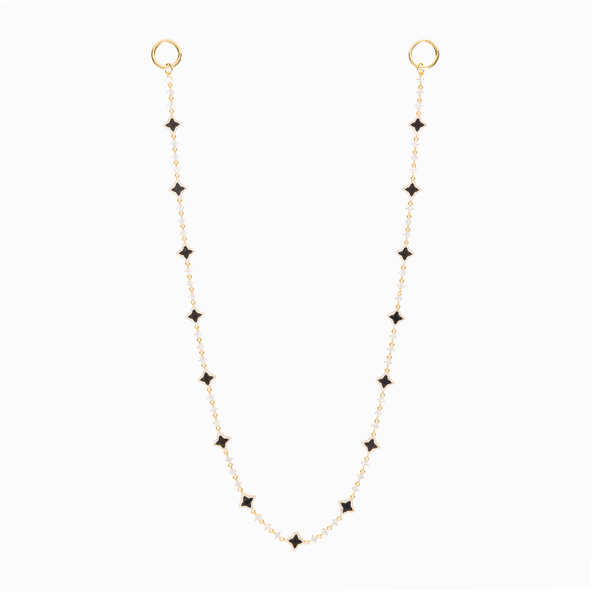 Wallet Chain Flower Tennis Dorée - Motif Noir