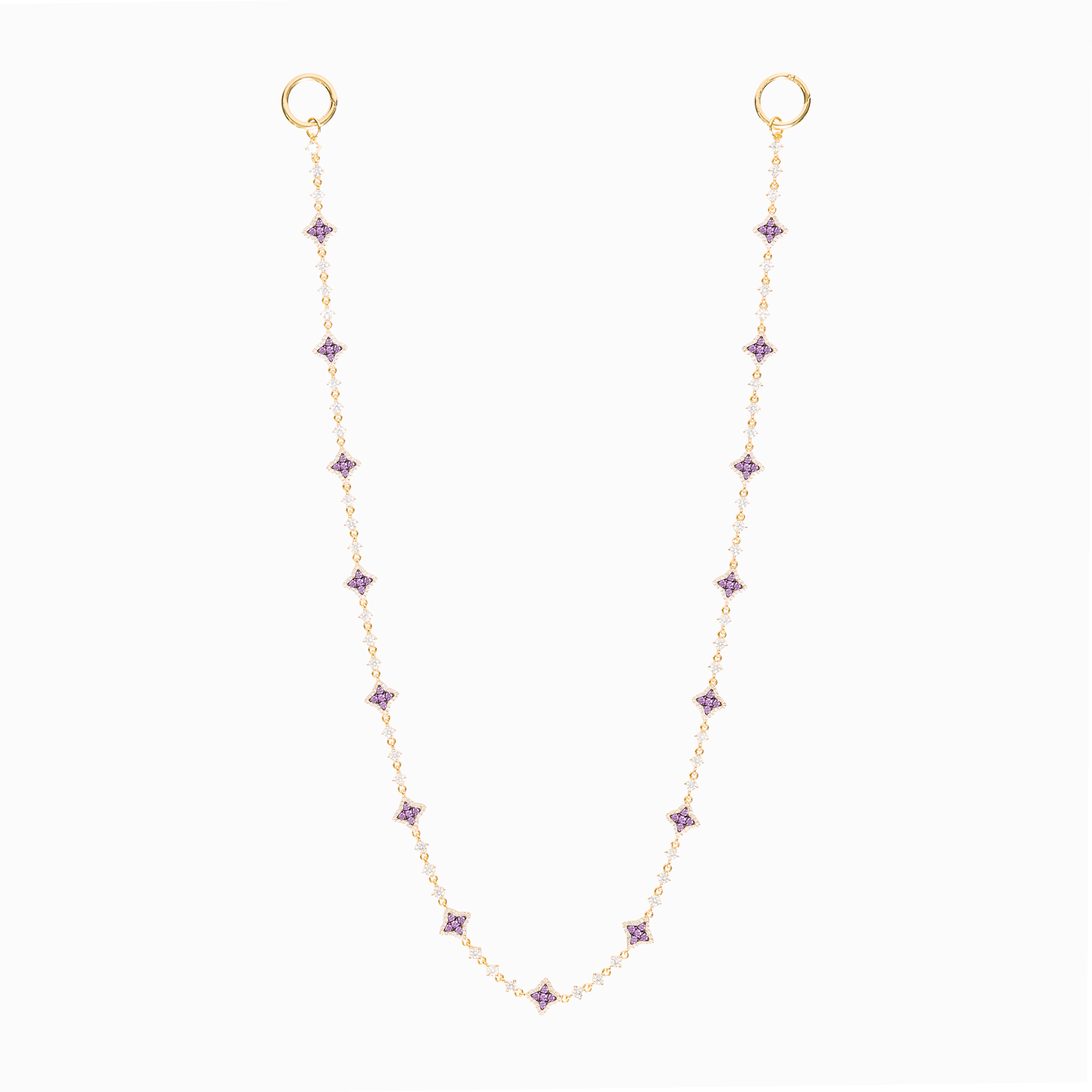 Wallet Chain Flower Tennis Dorée - Pierres Violettes