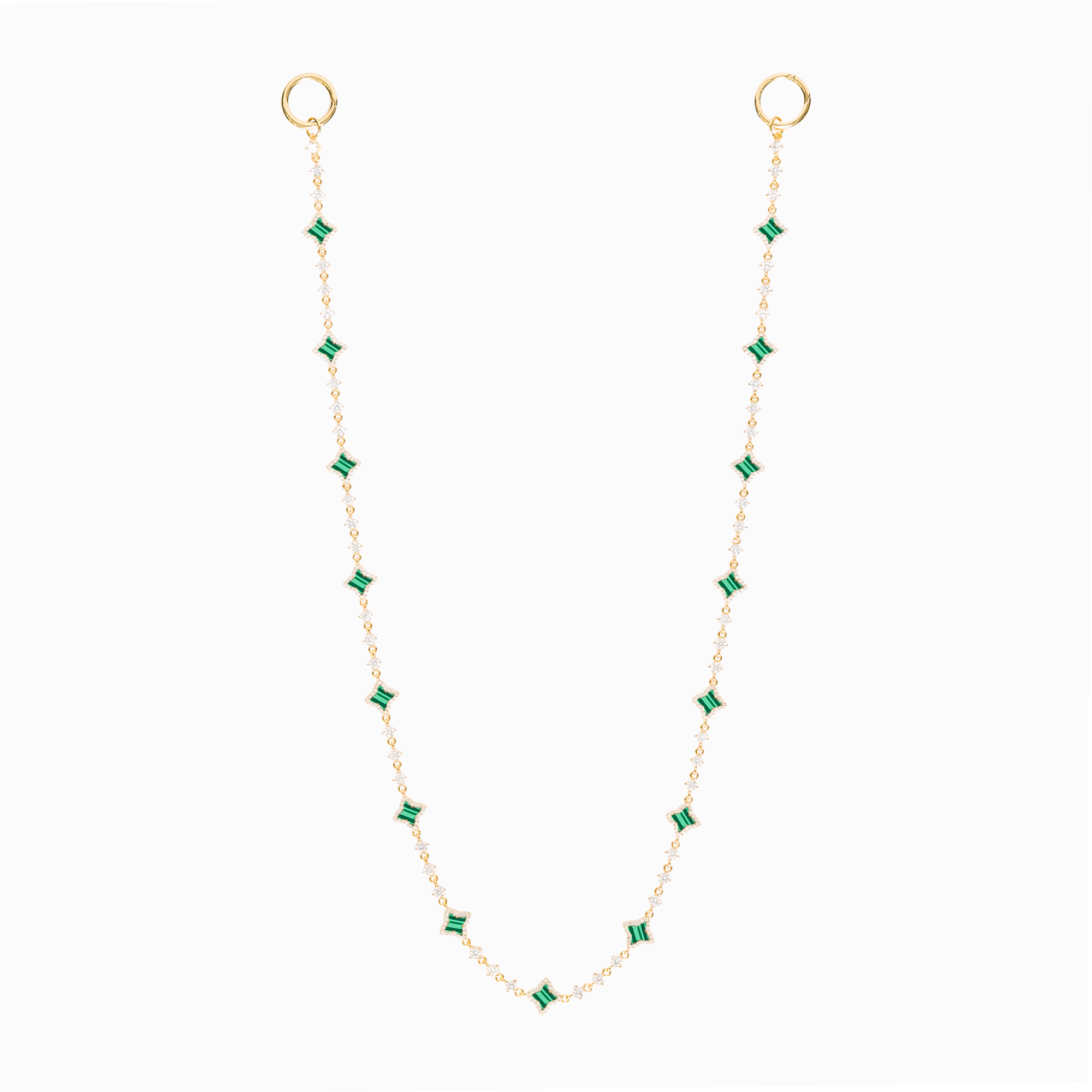 Wallet Chain Flower Tennis Dorée - Motif Vert