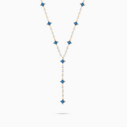 Lariat Flower Tennis Gold - Blue Stones