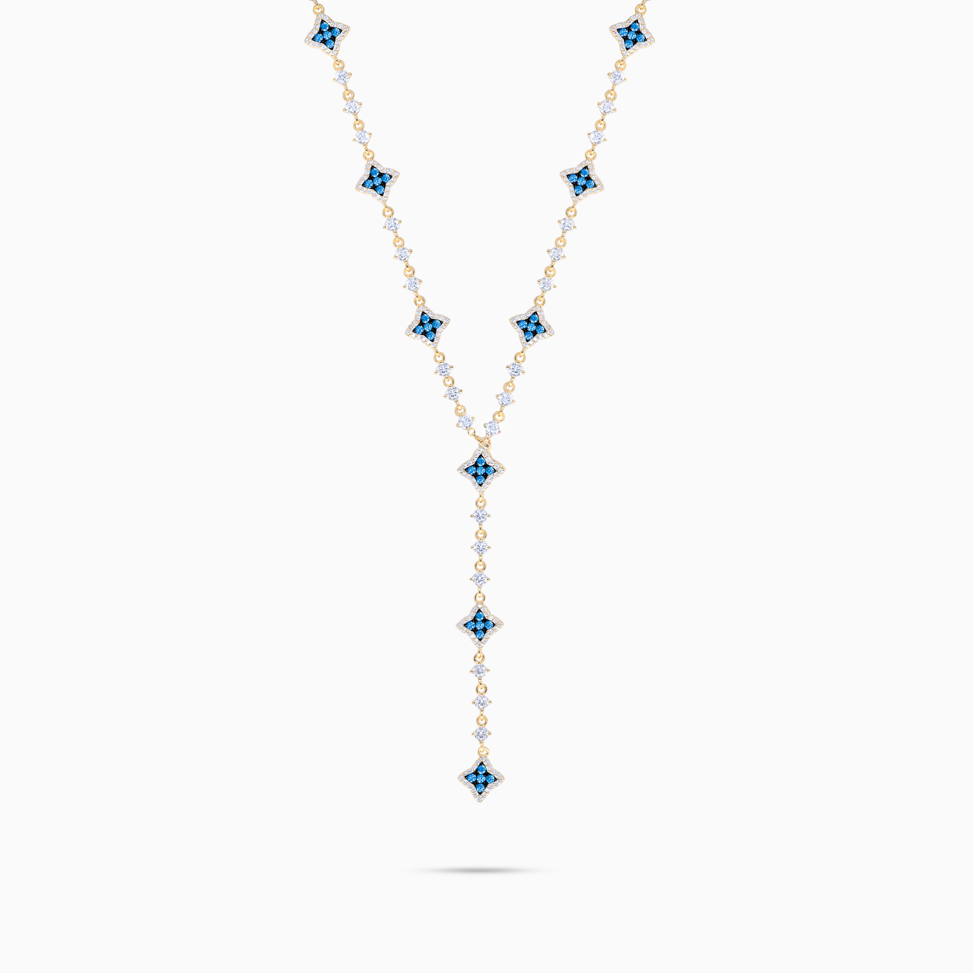 Lariat Flower Tennis Gold - Blue Stones
