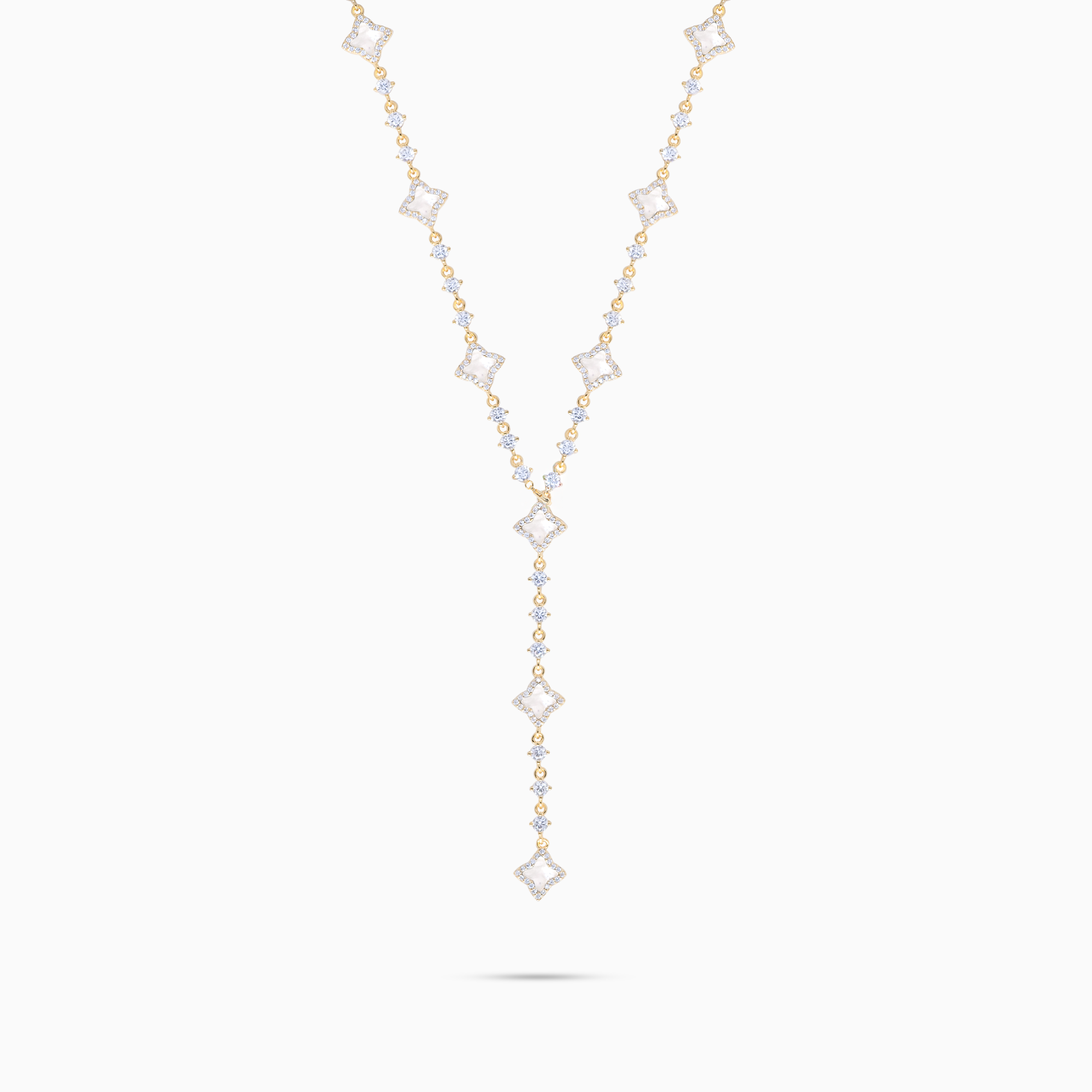 Lariat Flower Tennis Gold - White Pattern