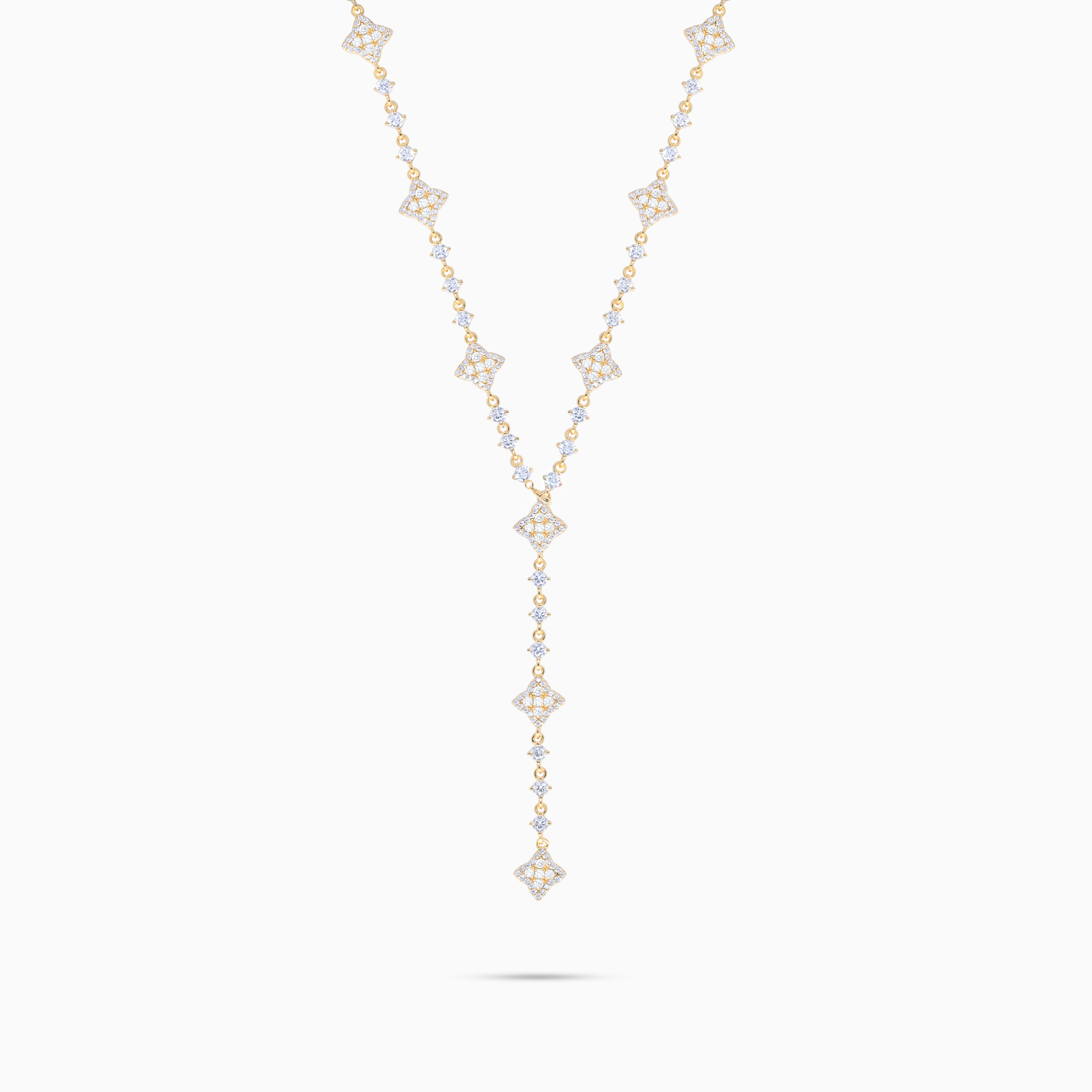 Lariat Flower Tennis Gold - White Stones