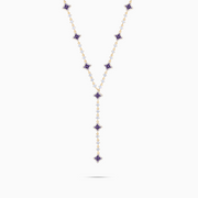 Lariat Flower Tennis Gold - Purple Stones