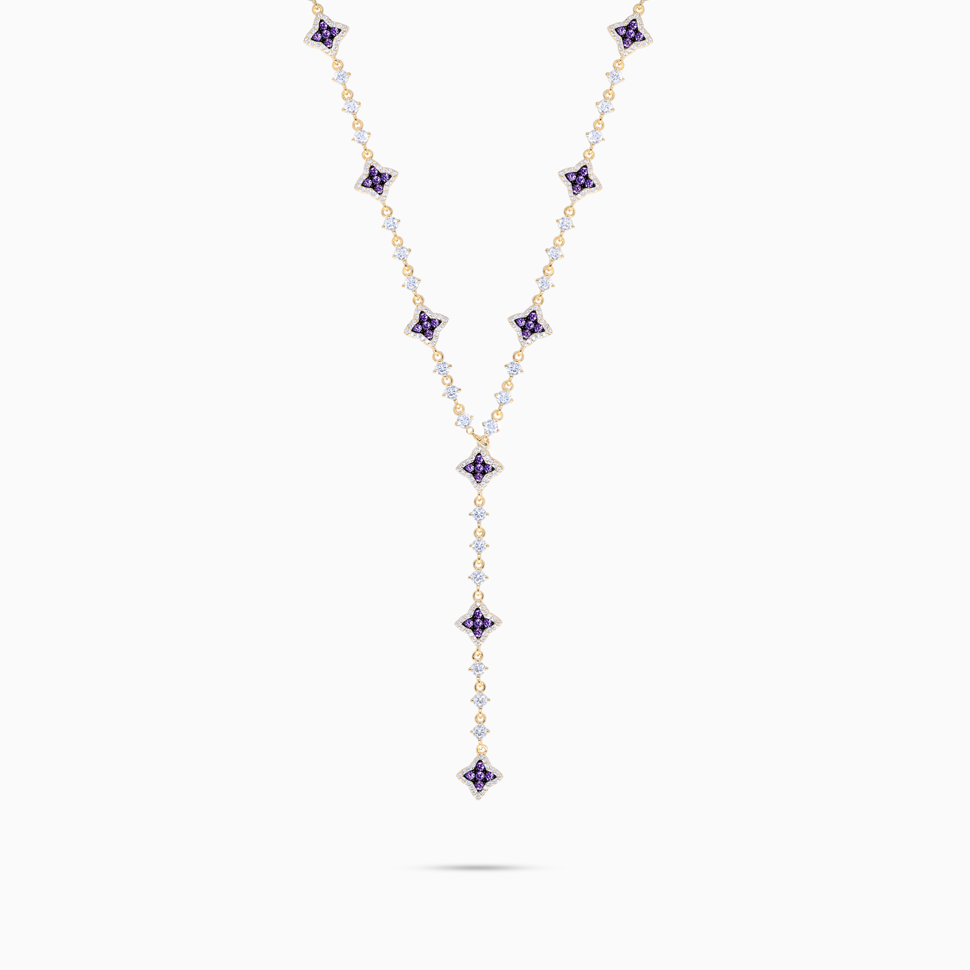 Lariat Flower Tennis Gold - Purple Stones